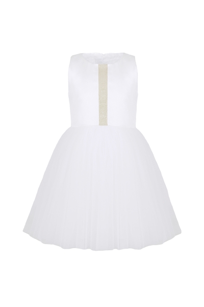 Бяла детска рокля с тюл