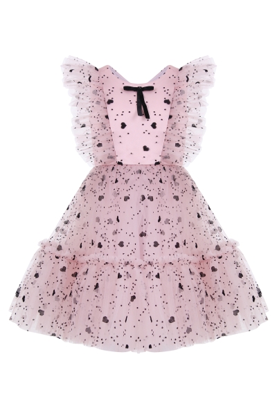 Розова детска рокля със сърца