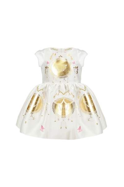 Бебешка рокля с принт златна пеперуда