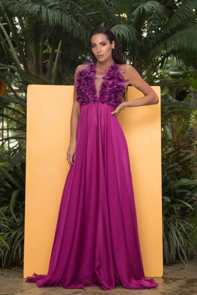 Elegant Dress Purple Flower